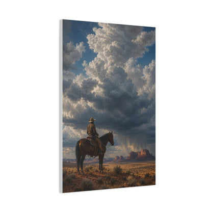 Cowboy Storm Horizon Monument Scene Wall Art & Canvas Print
