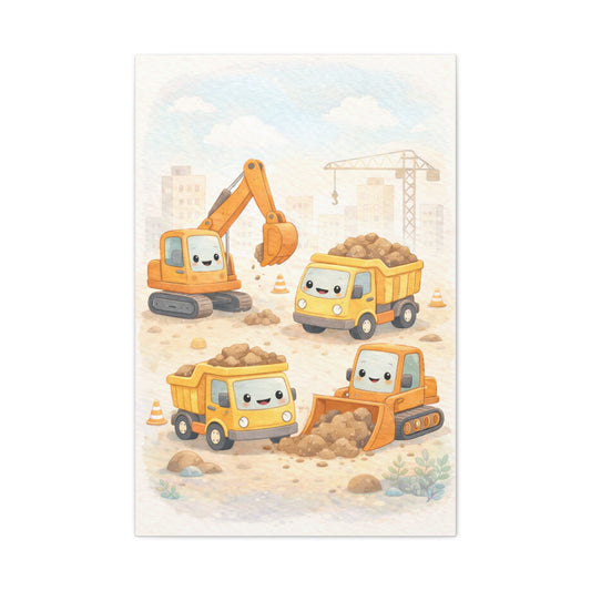 Little Builders Construction City Wall Art & Canvas Print