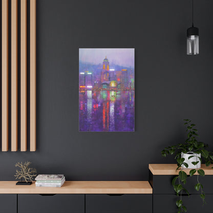Hong Kong Skyline Neon Harbor Lights Wall Art & Canvas Print