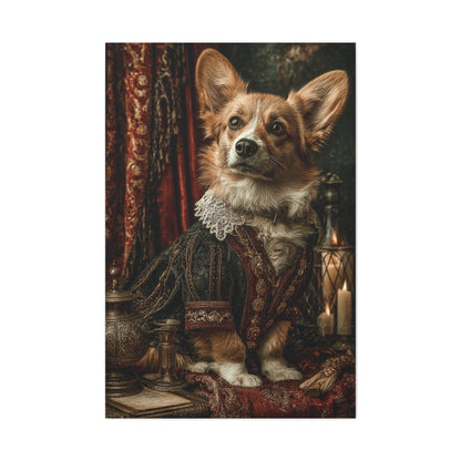 Aristocratic Corgi in Renaissance Attire Wall Art & Canvas Print