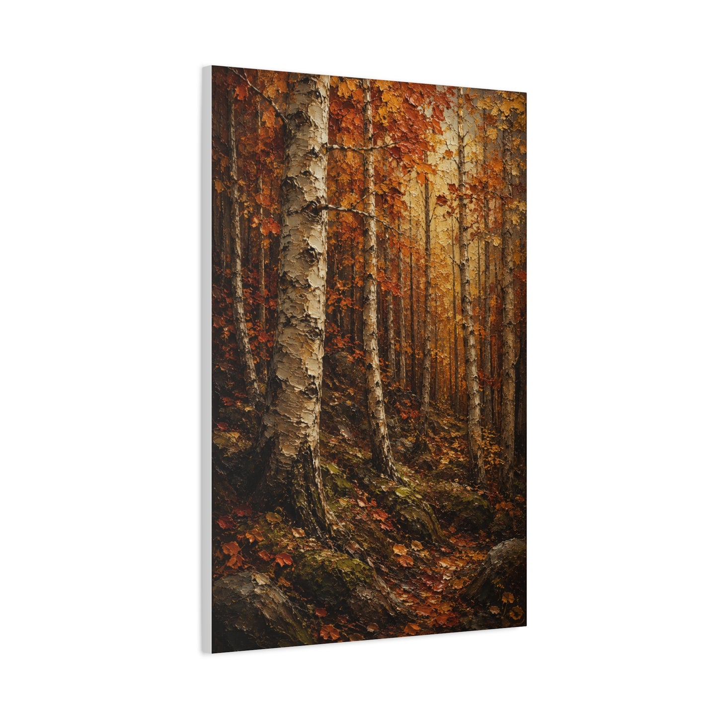 Autumn Birch Forest Painterly Path Trees Wall Art & Canvas Print