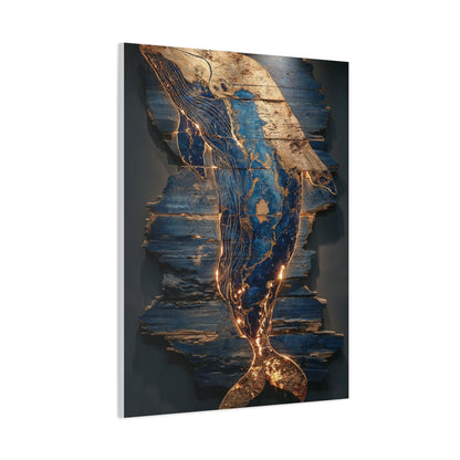 Driftwood Whale Coastal Sculpture Wall Art & Canvas Print