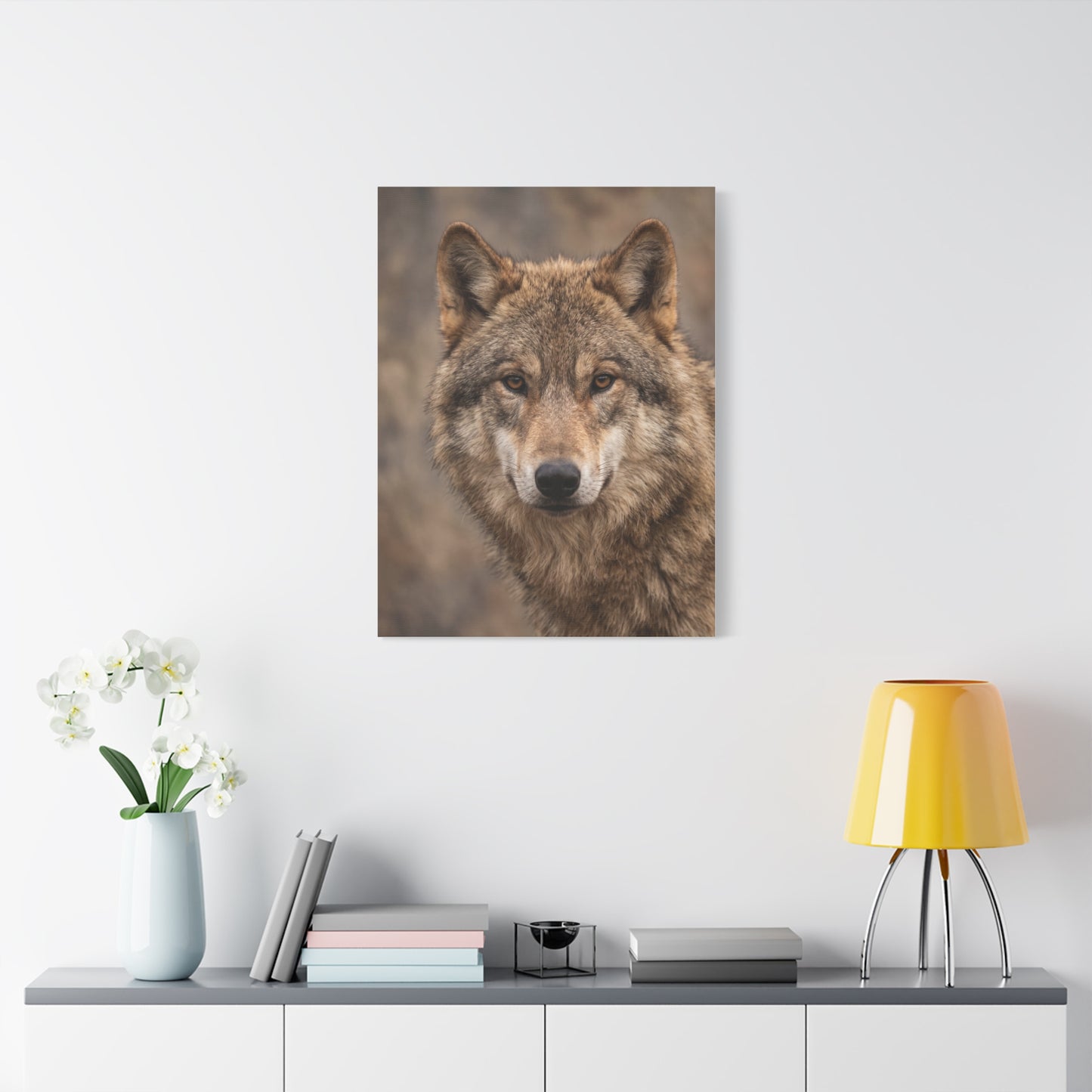 Natural Gray Wolf Close Portrait Wall Art & Canvas Print