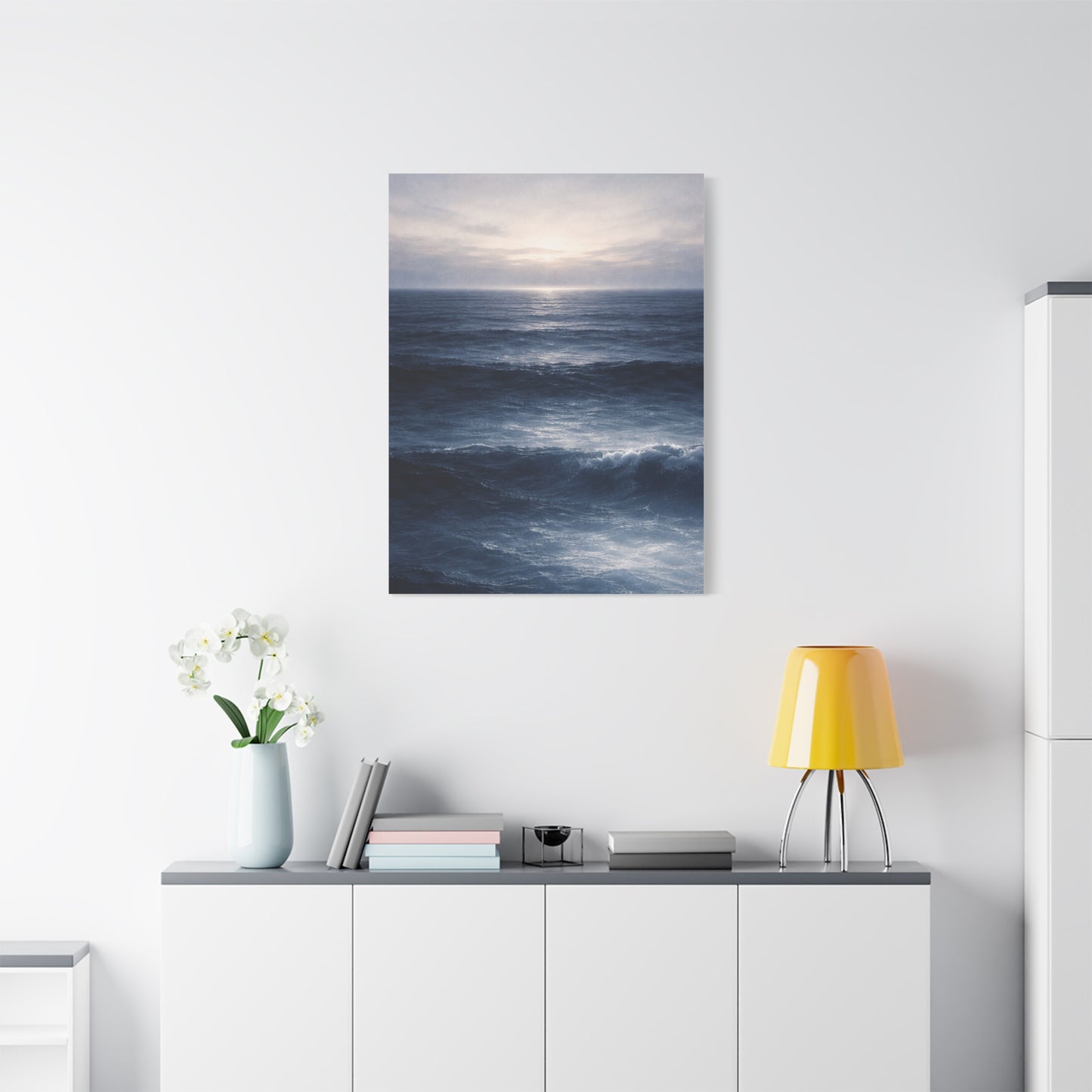 Calm Navy Ocean Horizon Wall Art & Canvas Print