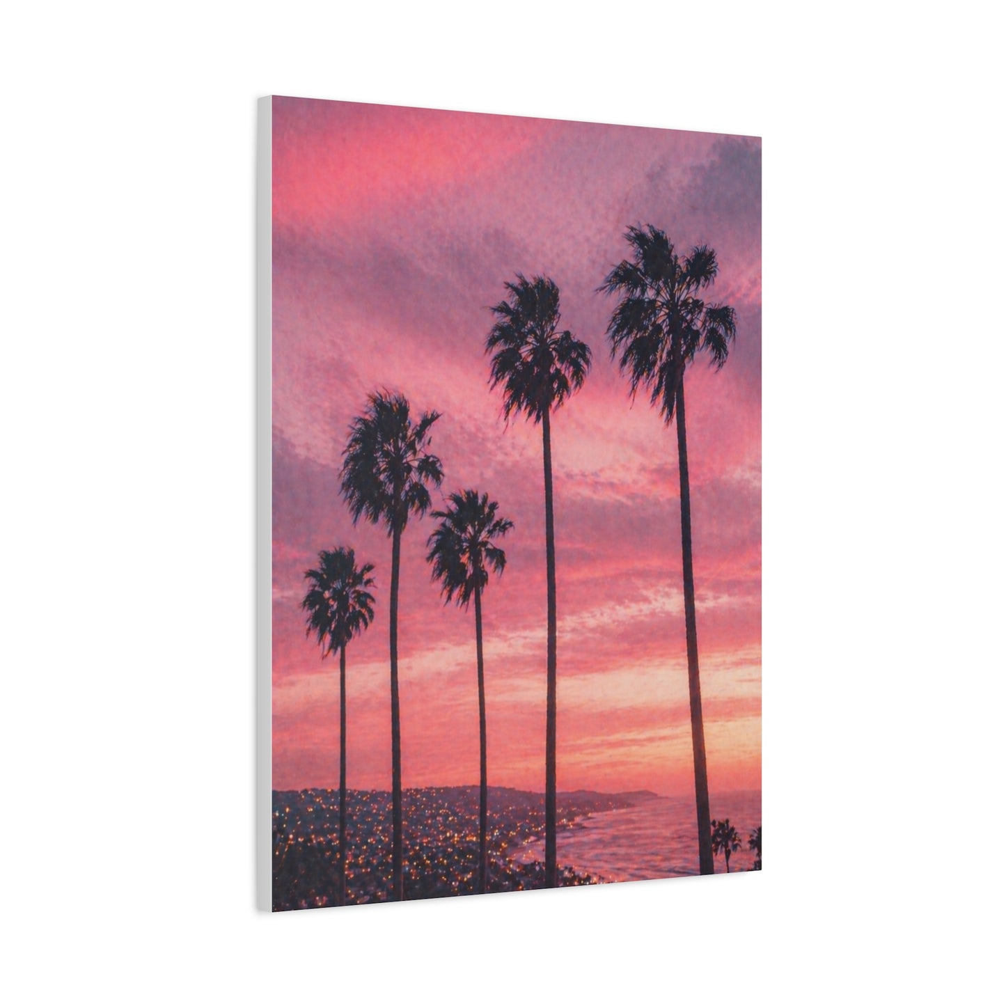 Pink Sunset Palm Coast Wall Art & Canvas Print