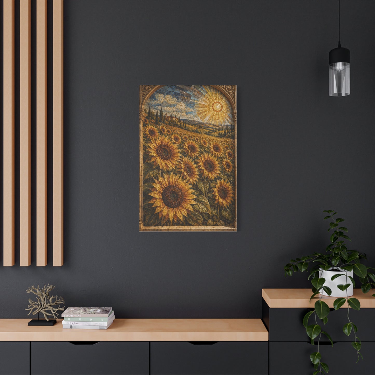 Architectural Mosaic Sunflower Field Wall Art & Canvas Print