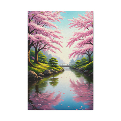 Sakura River Garden Reflection Wall Art & Canvas Prints
