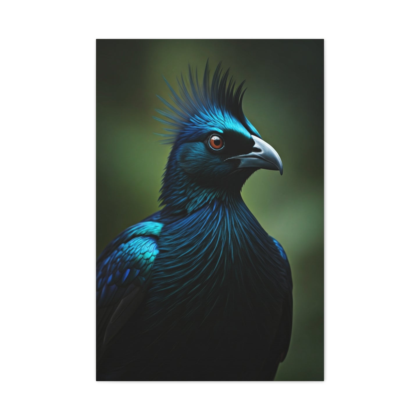 Midnight Crested Starling Portrait Wall Art & Canvas Prints