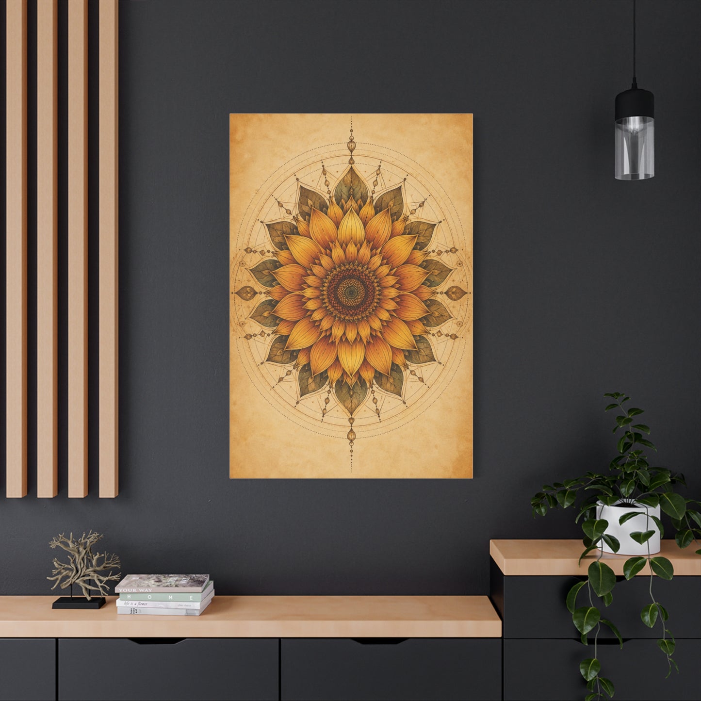 Sacred Sunflower Mandala Wall Art & Canvas Print