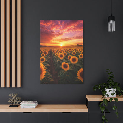 Golden Horizon Sunflower Field Wall Art & Canvas Print
