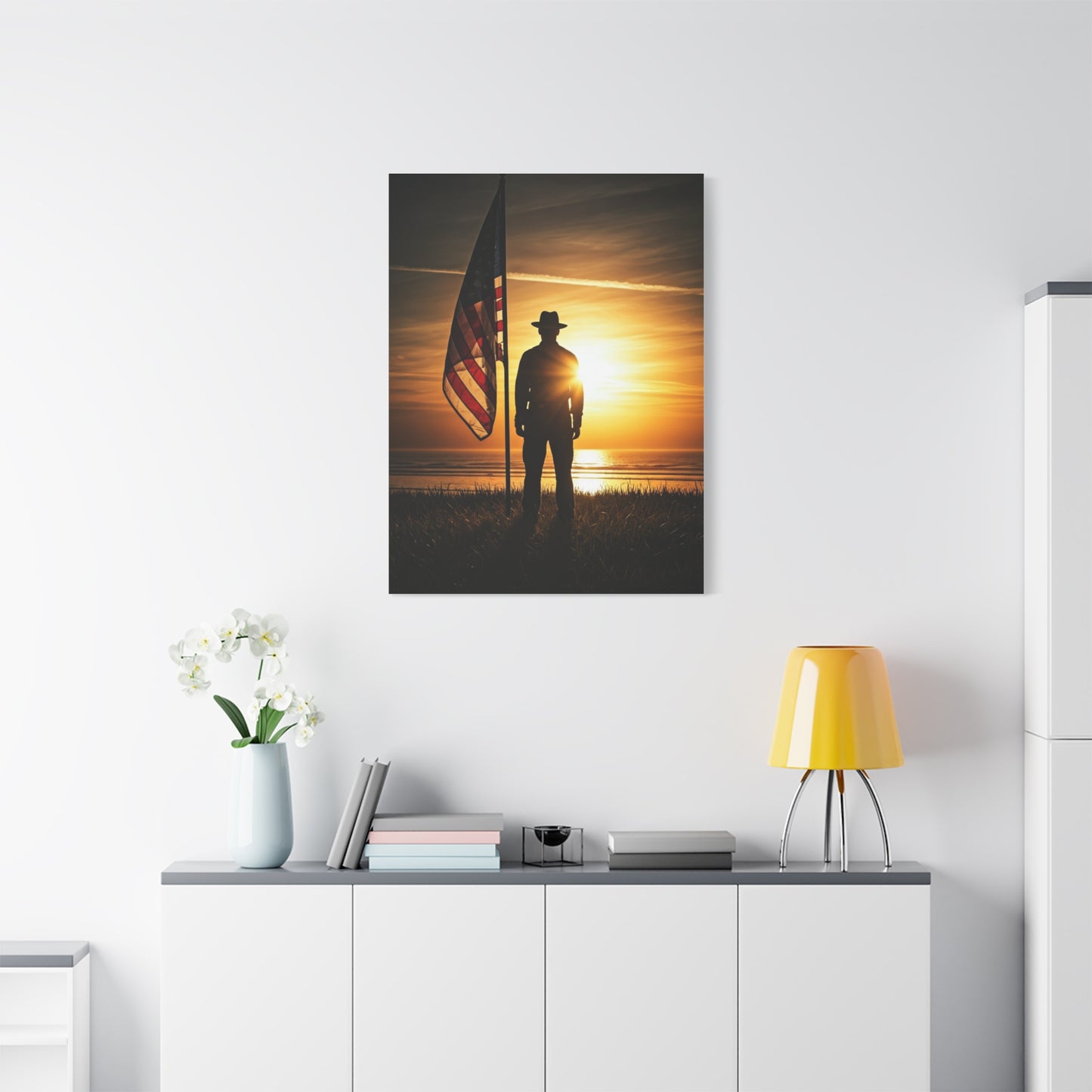 Sunset Veteran Tribute Flag Wall Art & Canvas Prints