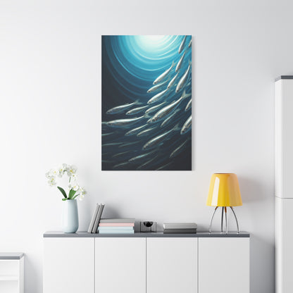 School of Fish in Deep Blue Ocean Wall Art & Canvas Prints