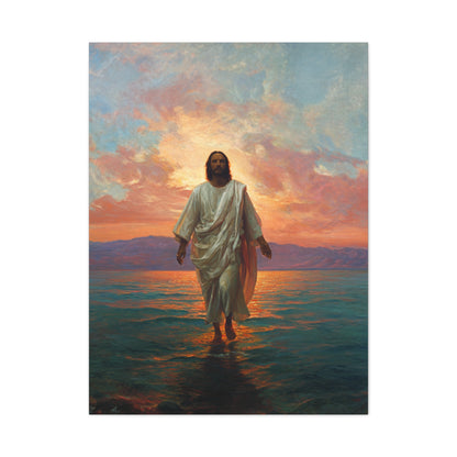 Jesus Walking on the Sea at Sunset Wall Art & Canvas Print