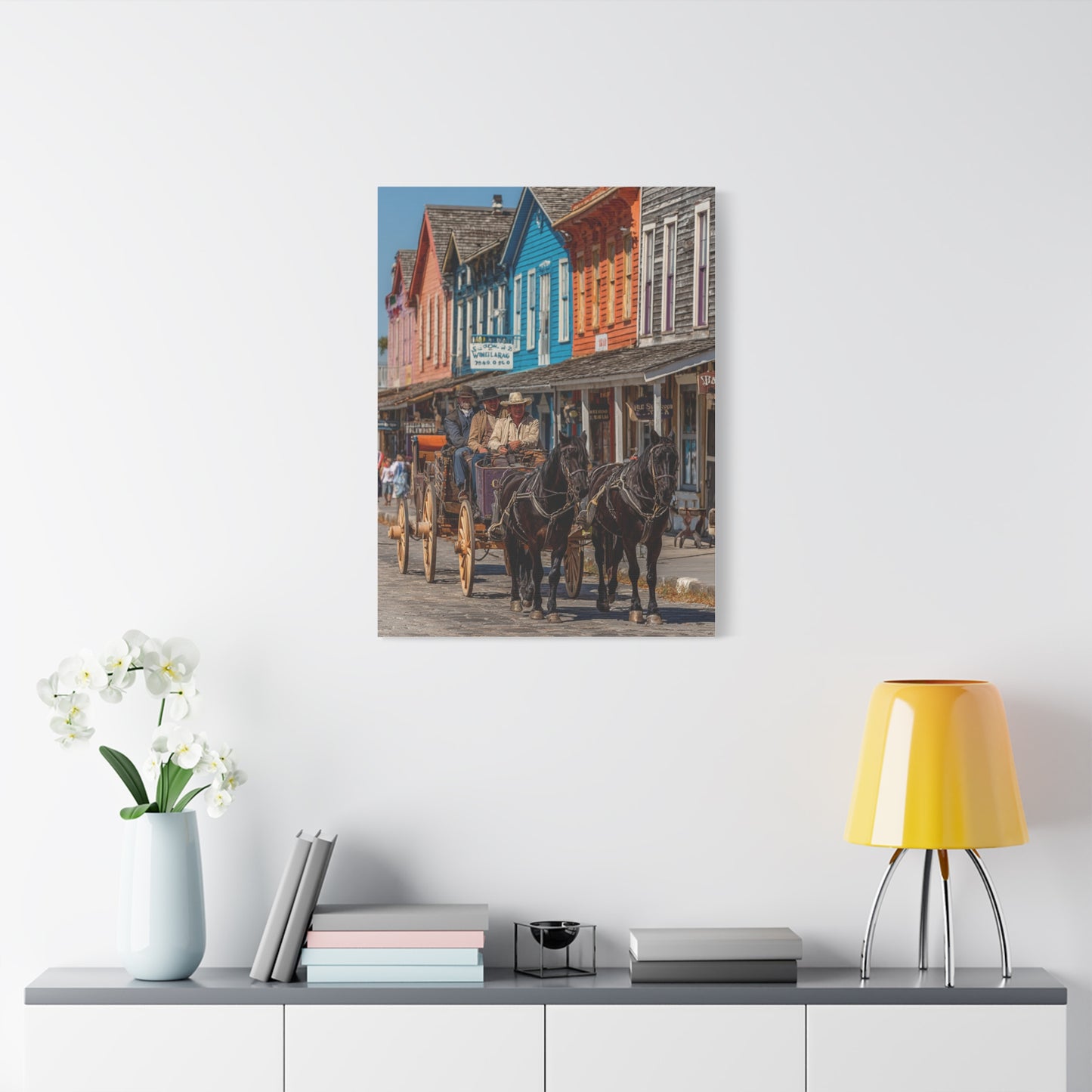 Frontier Stagecoach Arrival Wall Art & Canvas Print
