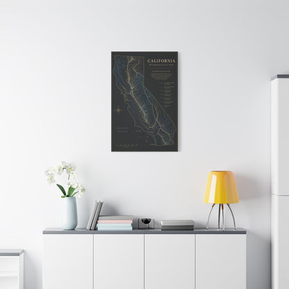 California Hydrological Map Wall Art & Canvas Print
