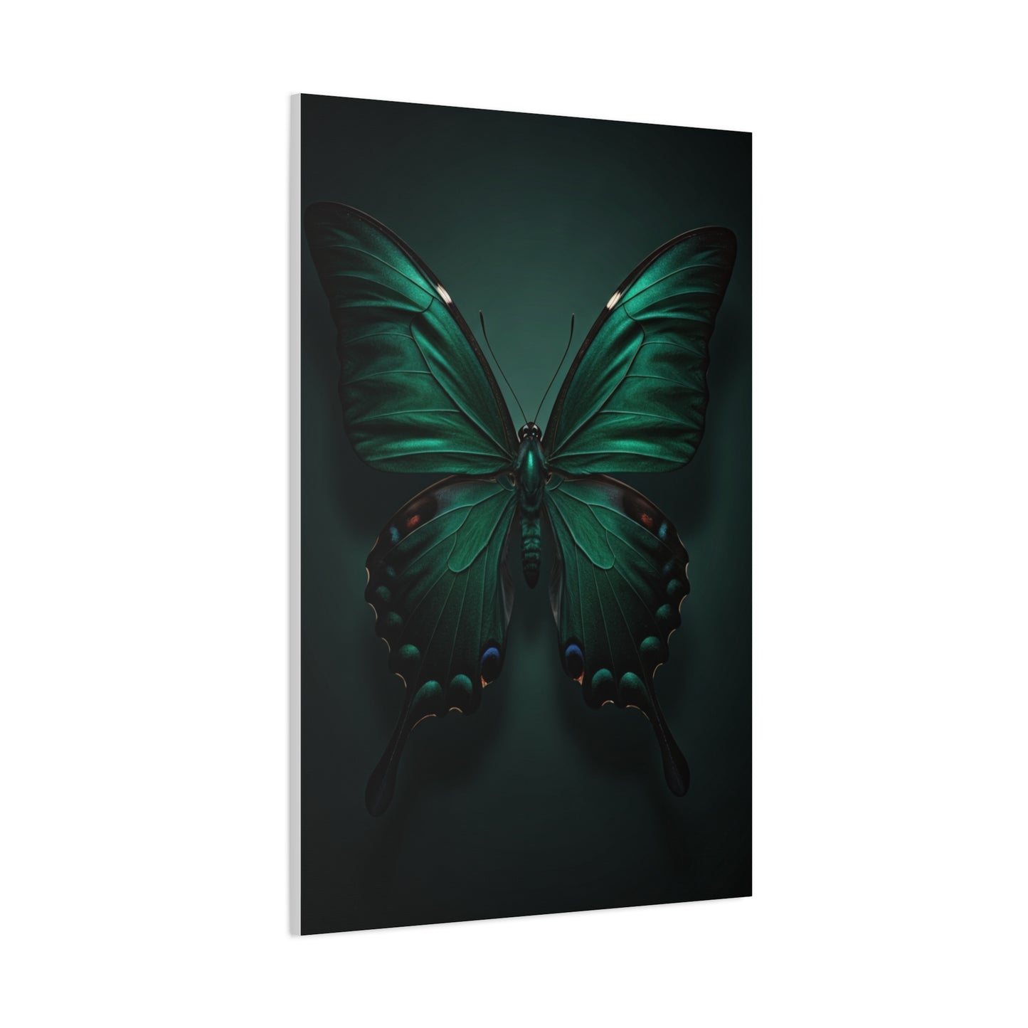 Symmetrical Emerald Butterfly Portrait Wall Art & Canvas Prints