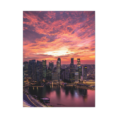 Singapore Skyline Sunset Reflections Wall Art & Canvas Print