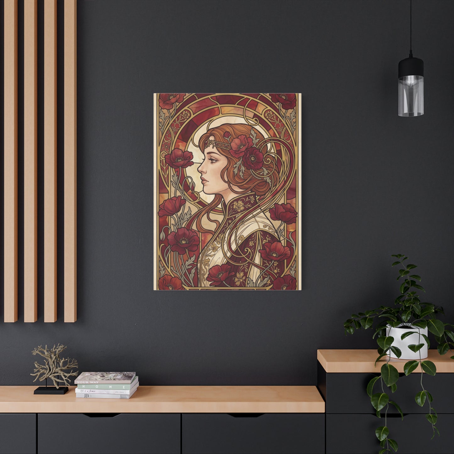 Art Nouveau Red Poppy Muse Portrait Wall Art & Canvas Print