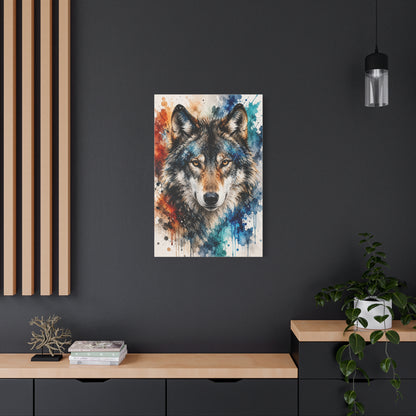 Watercolor Splash Wolf Expression Portrait Wall Art & Canvas Print