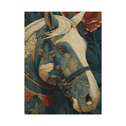 Ornamental Botanical Horse Portrait Wall Art & Canvas Print