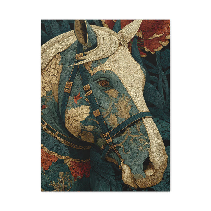 Ornamental Botanical Horse Portrait Wall Art & Canvas Print