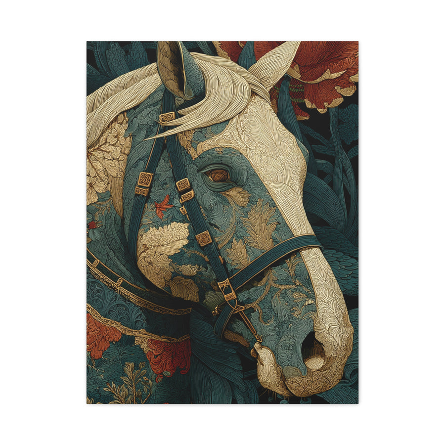Ornamental Botanical Horse Portrait Wall Art & Canvas Print