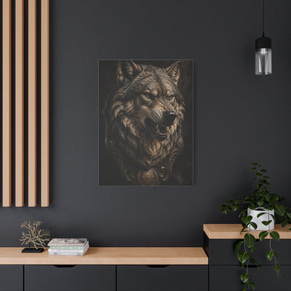 Baroque Gothic Wolf Head Sculpture Portrait Wall Art & Canvas Print