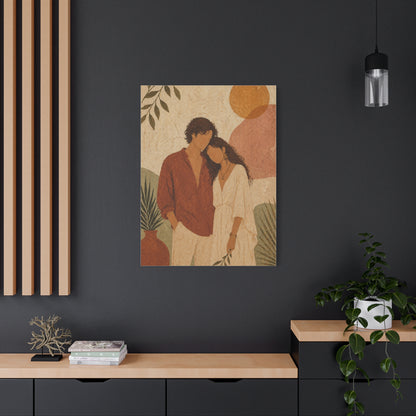 Bohemian Faceless Couple Portrait Wall Art & Canvas Print