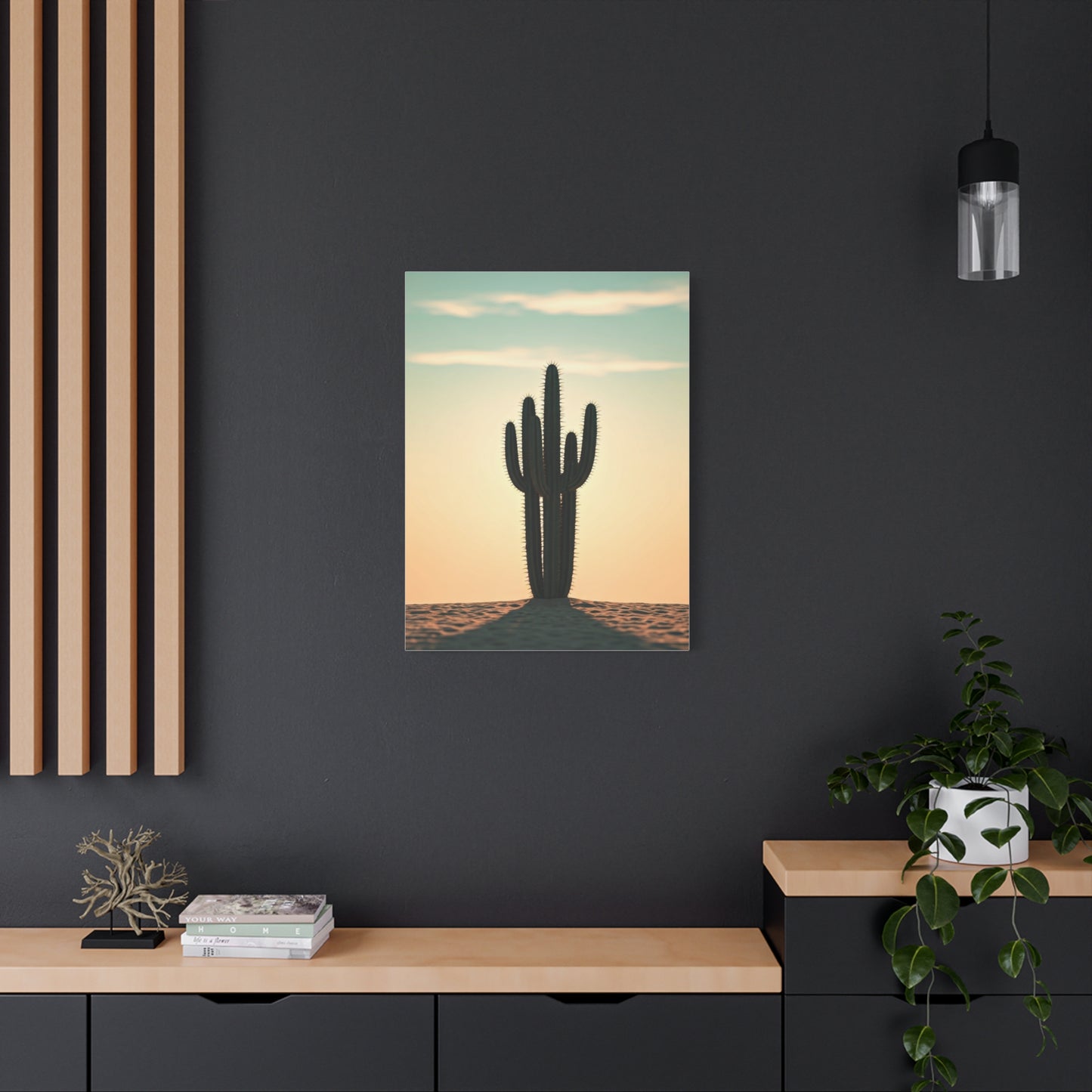 Lone Saguaro Desert Sunset Silhouette Wall Art & Canvas Prints