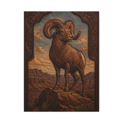 Hand Tooled Bighorn Sheep Southwest Wall Art & Canvas Print