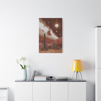 Boho Desert Sun and Moon Landscape Wall Art & Canvas Print