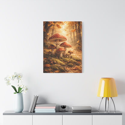 Magical Autumn Amanita Mushroom Forest Wall Art & Canvas Print
