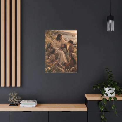 Jesus with Children Coastal Blessing Wall Art & Canvas Print