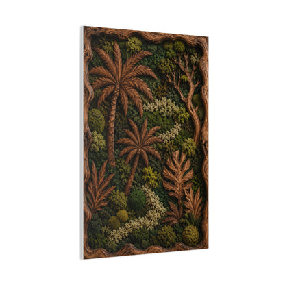 Biophilic Tropical Wood Relief Landscape Tropical Wall Art & Canvas Print
