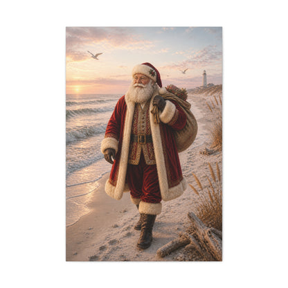 Coastal Santa at Sunrise Wall Art & Canvas Print