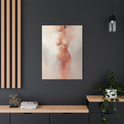 Blush Veil Figure Abstraction Wall Art & Canvas Print