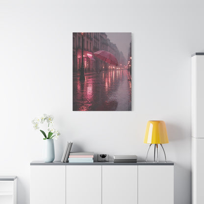 Dreamy Pink Umbrella Rain Scene Wall Art & Canvas Print