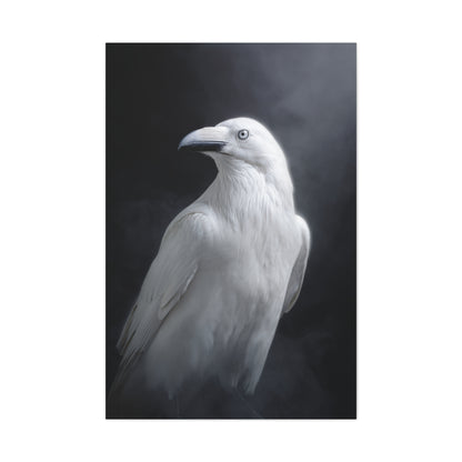 Elegant White Raven Portrait Wall Art & Canvas Print