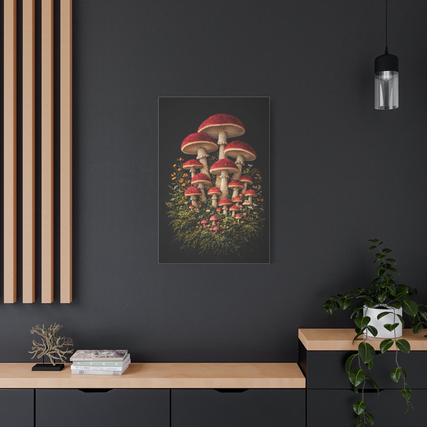 Mushroom Embroidered & Tufted Textile Art Wall Art & Canvas Print