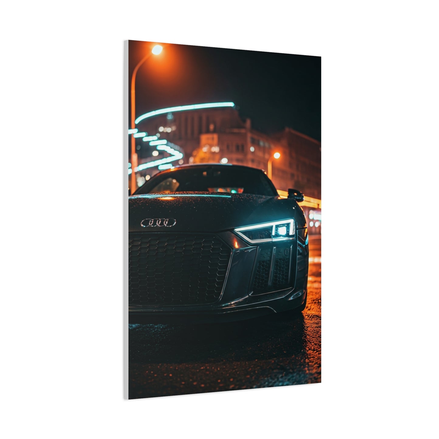 Audi R8 V10 Plus Downtown Night Drive Wall Art & Canvas Prints