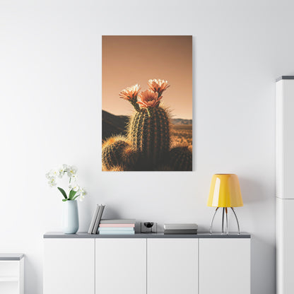 Desert Barrel Cactus Bloom at Sunset Wall Art & Canvas Prints