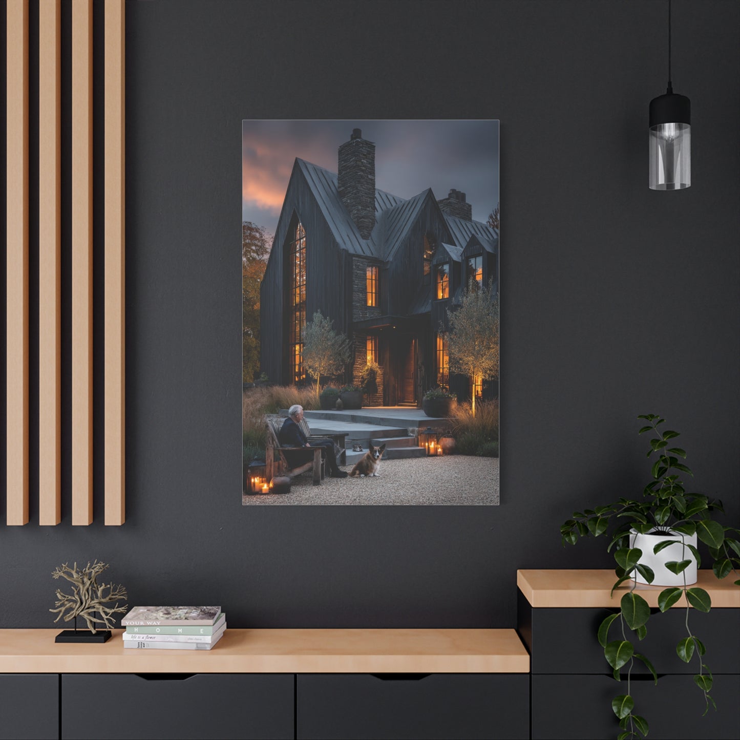 Lavish Black Farmhouse Courtyard Wall Art & Canvas Print
