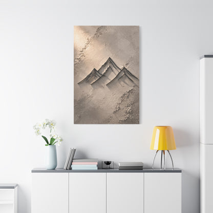 Minimalist Metal-Line Mountain Concept Wall Art & Canvas Print