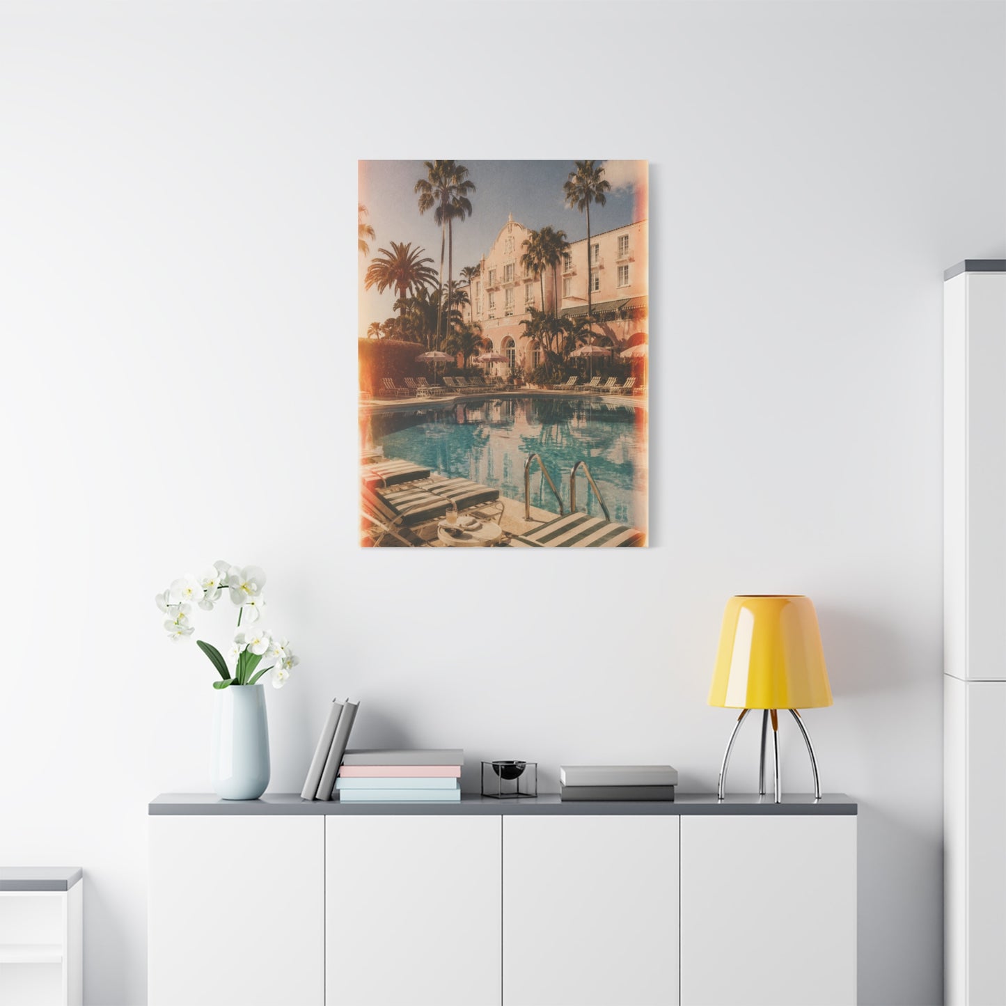 Palm Beach Poolside Retro Photograph Wall Art & Canvas Print