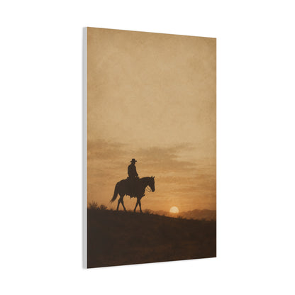 Vintage Cowboy Sunset Horizon Scene Wall Art & Canvas Print
