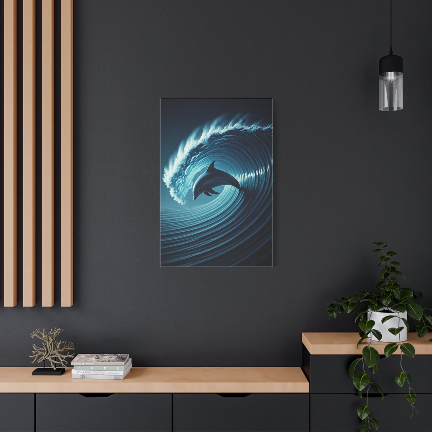Dolphin Within Ocean Wave Motion Wall Art & Canvas Prints