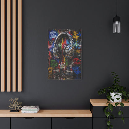 Graffiti Headphones Music Street Wall Art & Canvas Print