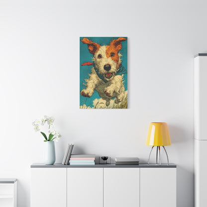 Jack Russell Terrier Mid-Leap Illustration Wall Art & Canvas Print