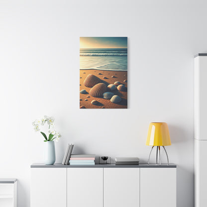 Seashell Collection on Warm Coastal Sand Wall Art & Canvas Prints