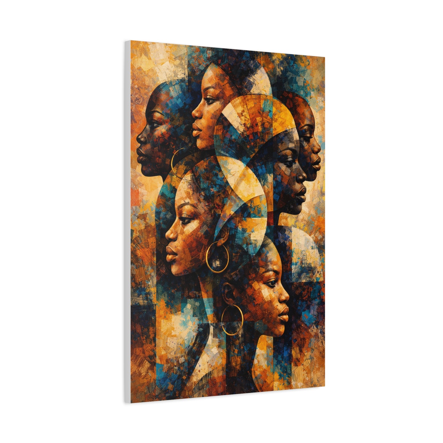 Abstract Overlapping African Profiles Wall Art & Canvas Print